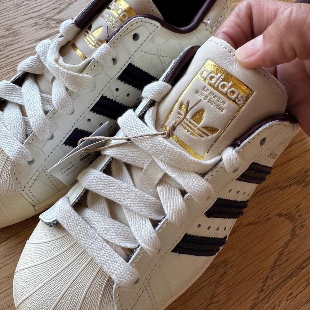Adidas White and Black Superstar Sneakers- unisex